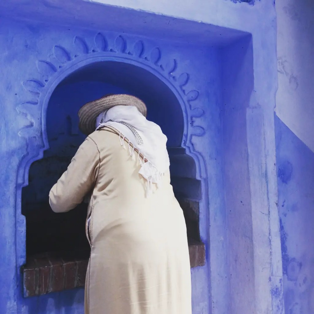 Water maintained in the commons: a public access fountain in Chefcaouen, Morocco 
