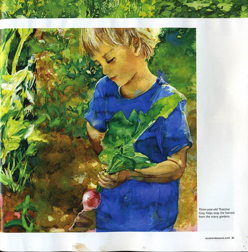 Eco Source Magazine article: An Artful Adventure in Sustainable Living by Lyn Bleiler - paintings by Lee Lee
A multi-generational Taos family incorporates polyculture, aquaponics, and permaculture techniques to create an educational, earth-friendly oasis