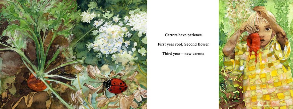 Watercolor by Lee Lee & Thatcher Gray
Haiku by Peter T Leonard
A Year in Grandpa's Garden