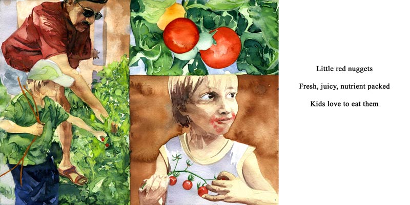 Watercolor by Lee Lee & Thatcher Gray
Haiku by Peter T Leonard
A Year in Grandpa's Garden