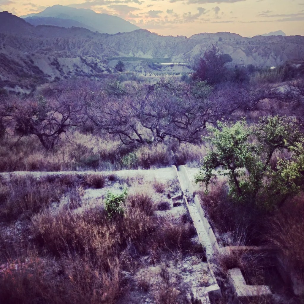 Lee Lee: Landscape photograph of abandoned acequia that lay like bones across the fields above Blanca, Spain taken while on an artist residency at AADK