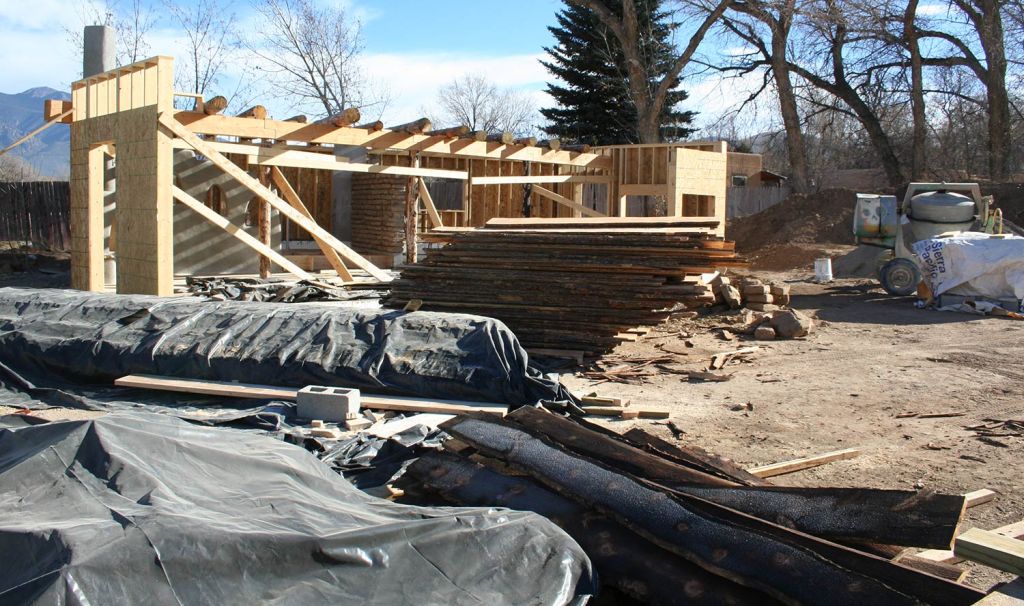 Framing the Casita at the TAOS Distillery